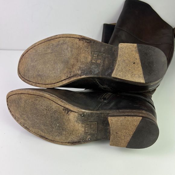 FRYE Women's Melissa Harness Extended Calf Leather Riding Zip Up Knee Boots 8B - Picture 9 of 11